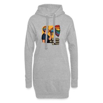 LGBTQ-Regenbogen-Megaphon-Illustration - Hoodie-Kleid - Grau meliert - Vorne