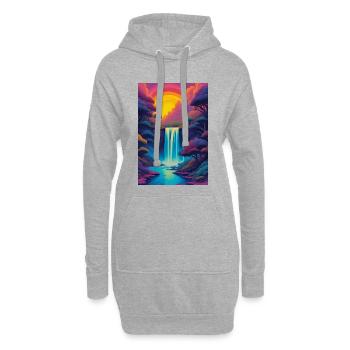 Paysage au coucher du soleil - Sweat-shirt à capuche long Femme - gris chiné - Devant
