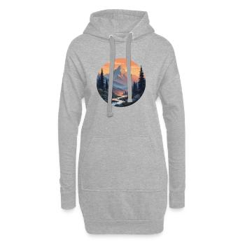 Berglandschaft bei Sonnenuntergang - Hoodie-Kleid - Grau meliert - Vorne