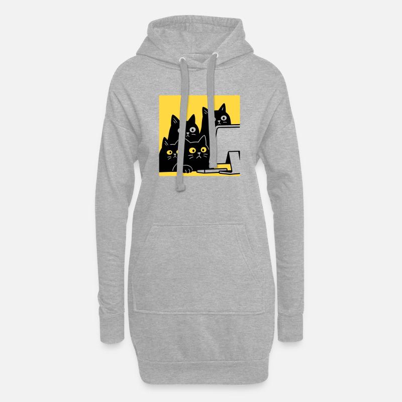 Cats watching Catcontent - Hoodie-Kleid - Grau meliert