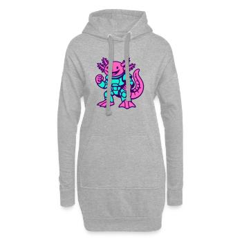 Axolotl Hero - Hoodie-Kleid - Grau meliert - Vorne