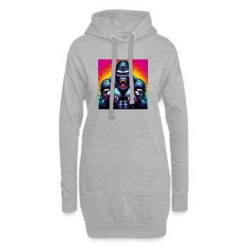 gorille - Sweat-shirt à capuche long Femme - gris chiné - Devant