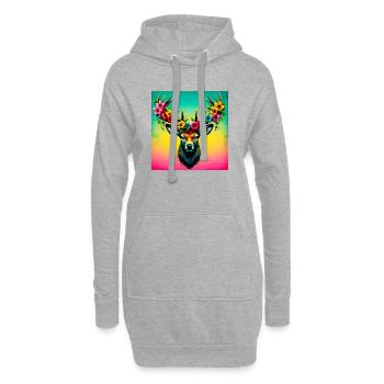 Cerf - Sweat-shirt à capuche long Femme - gris chiné - Devant