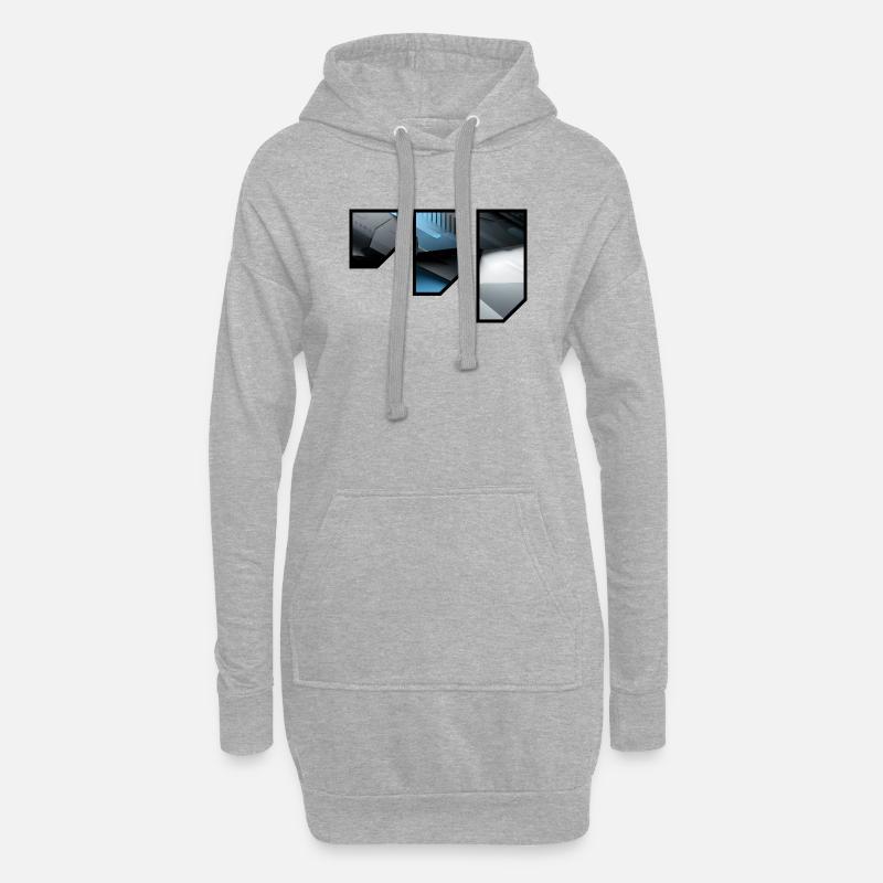 Futuristisches Techno Abstraktes Muster - Hoodie-Kleid - Grau meliert