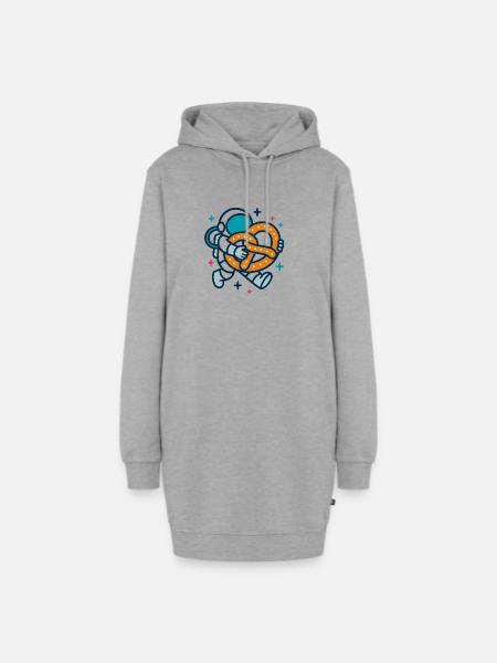 Astronaut mit Brezel - Hoodie-Kleid - Grau meliert
