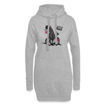âne humoristique avec baiser de rouge à lèvres - Sweat-shirt à capuche long Femme - gris chiné - Devant