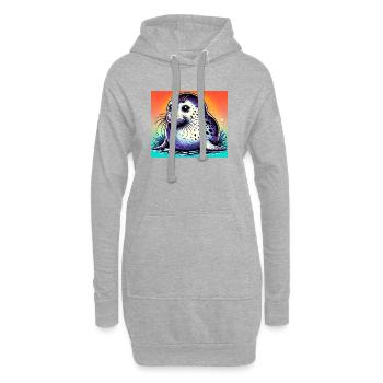 Phoque - Sweat-shirt à capuche long Femme - gris chiné - Devant
