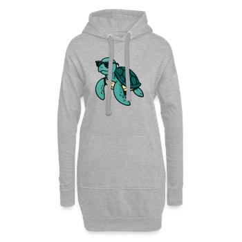 Tortue cool avec des lunettes de soleil - Sweat-shirt à capuche long Femme - gris chiné - Devant