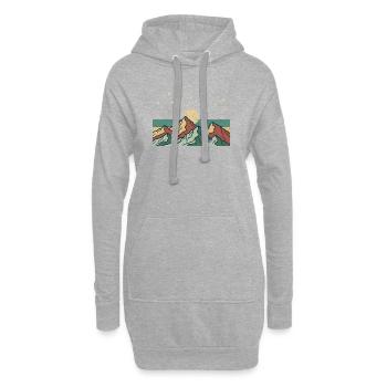 Berglandschaft mit Sonnenstrahlen - Hoodie-Kleid - Grau meliert - Vorne