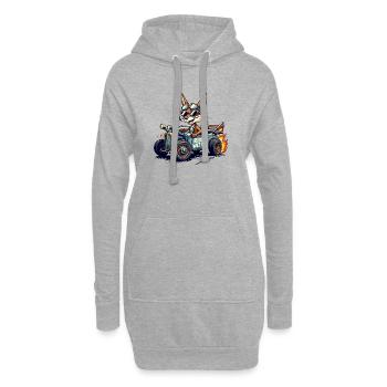 Vintage Fox Racer mit Flammen - Hoodie-Kleid - Grau meliert - Vorne