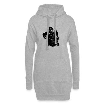 Wilder Affe am Cello - Hoodie-Kleid - Grau meliert - Vorne
