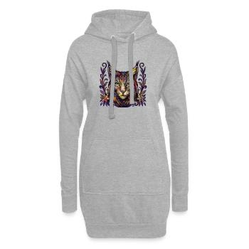 Bunte Luchskraft – Magie der Wildnis - Hoodie-Kleid - Grau meliert - Vorne