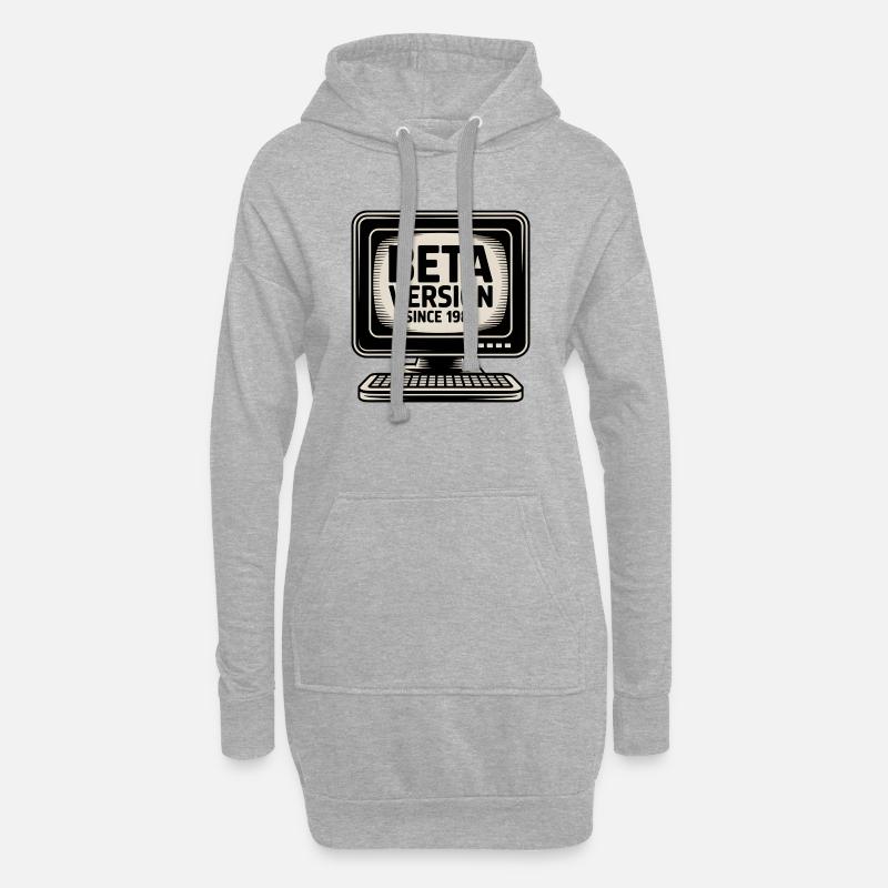 Retro Computer Beta Version Design - Hoodie Dress - heather grey