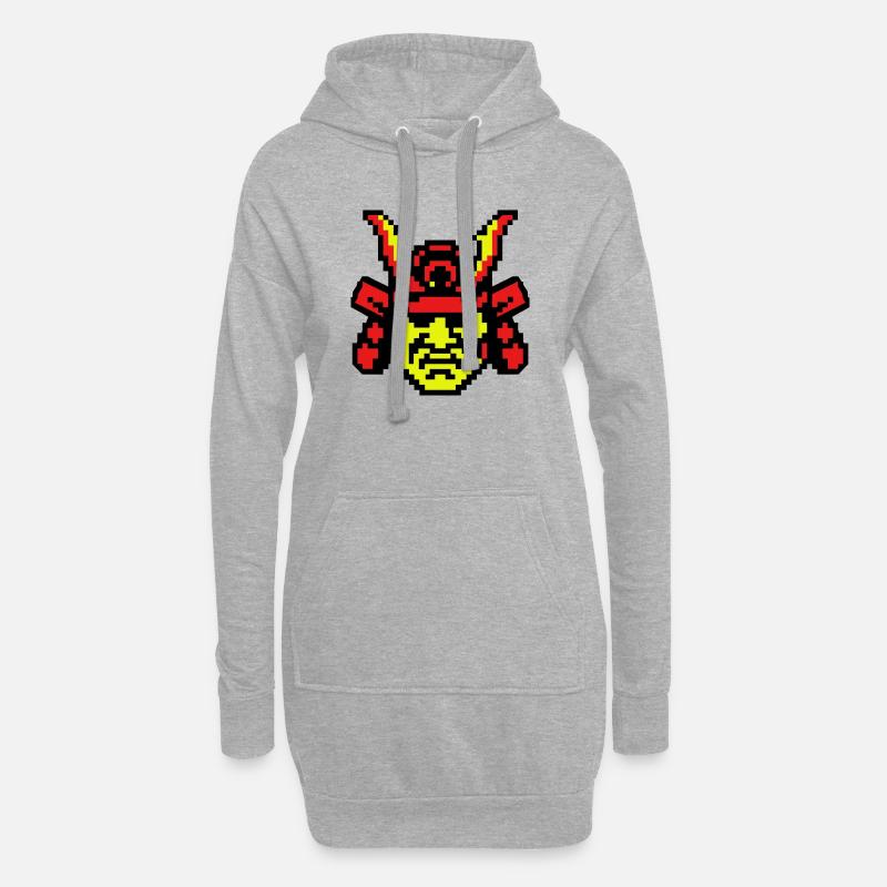 Pixel Samurai 8bit - Hoodie-Kleid - Grau meliert