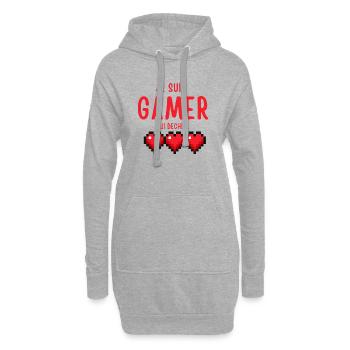 Gamer Passion Pixels Ich bin ein Gamer, der rockt - Hoodie-Kleid - Grau meliert - Vorne