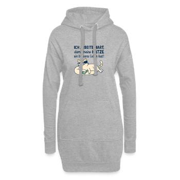 Motivational Cat Illustration with Humor - Hoodie Dress - heather grey - Front