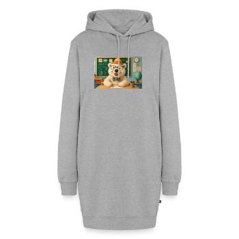 Niedlicher Bär mit Brille im Klassenzimmer - Hoodie-Kleid - Grau meliert - Vorne