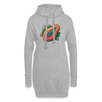 Helle tropische Papaya - Hoodie-Kleid - Grau meliert - Vorne