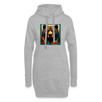 ours - Sweat-shirt à capuche long Femme - gris chiné - Devant