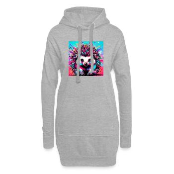 hérisson - Sweat-shirt à capuche long Femme - gris chiné - Devant