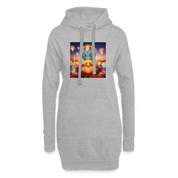 Ätherischer lumineszierender Heißluftballon - Hoodie-Kleid - Grau meliert - Vorne