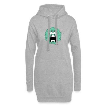 Green Creature – lustiges Cartoon-Monster - Hoodie-Kleid - Grau meliert - Vorne