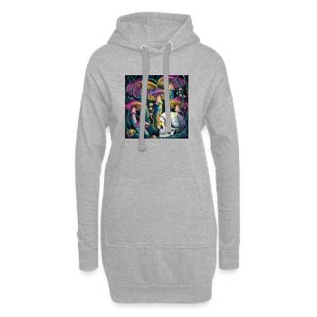 Neon Gothic Pilz Schädel Illustration - Hoodie-Kleid - Grau meliert - Vorne