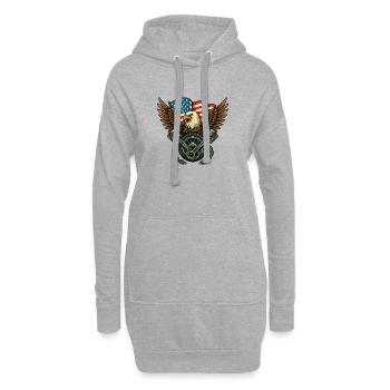 Aigle Patriotique avec Drapeau USA - Sweat-shirt à capuche long Femme - gris chiné - Devant