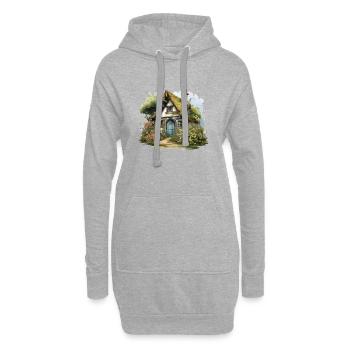 Märchenhaftes Cottage mit Wildgarten - Hoodie-Kleid - Grau meliert - Vorne