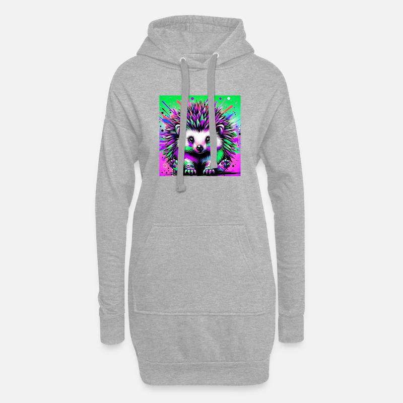 Igel - Hoodie-Kleid - Grau meliert