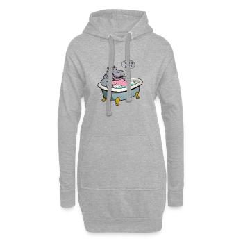 Hippopotame dans le bain - Sweat-shirt à capuche long Femme - gris chiné - Devant