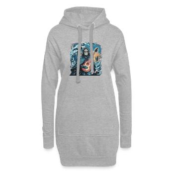 Mystische Ozeanwelle mit geisterhaftem Musiker - Hoodie-Kleid - Grau meliert - Vorne