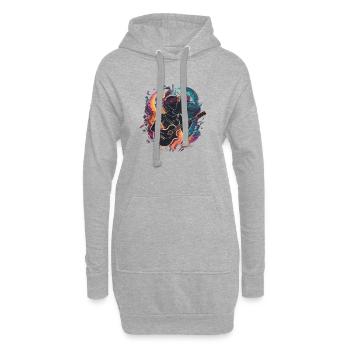 Himmlischer Gitarrist Kunst Illustration - Hoodie-Kleid - Grau meliert - Vorne