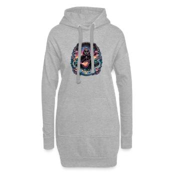 Mystischer Astronaut Musiker Illustration - Hoodie-Kleid - Grau meliert - Vorne