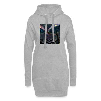 Psychedelische Pilzwaldszene - Hoodie-Kleid - Grau meliert - Vorne