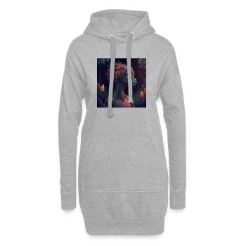 Illustration mythique du dragon de la jungle - Sweat-shirt à capuche long Femme - gris chiné - Devant