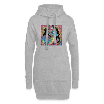Psychedelischer Walddrache Illustration - Hoodie-Kleid - Grau meliert - Vorne