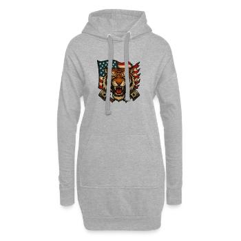 Tigre Patriote avec Drapeau Américain - Sweat-shirt à capuche long Femme - gris chiné - Devant