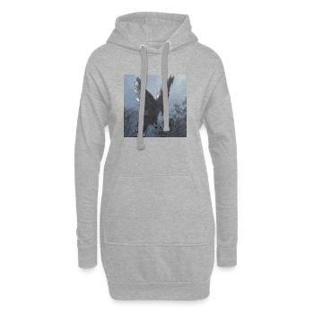 Oiseau noir majestueux Rvaen Sagesse en vol - Sweat-shirt à capuche long Femme - gris chiné - Devant