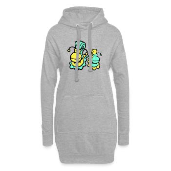 2 escargots coquille d'escargot enfant papa maman famille - Sweat-shirt à capuche long Femme - gris chiné - Devant
