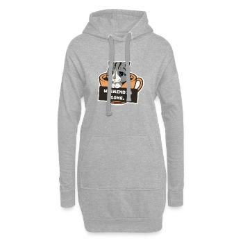Chaton triste avec tasse à café et signe de week-end - Sweat-shirt à capuche long Femme - gris chiné - Devant