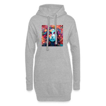 Portrait Féérique Psychédélique - Sweat-shirt à capuche long Femme - gris chiné - Devant