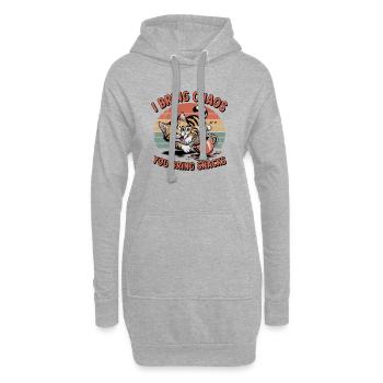 Chaos Cat und Snacks - Hoodie-Kleid - Grau meliert - Vorne