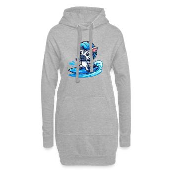 mignon zèbre surfer planche de surf d’été dessin animé - Sweat-shirt à capuche long Femme - gris chiné - Devant