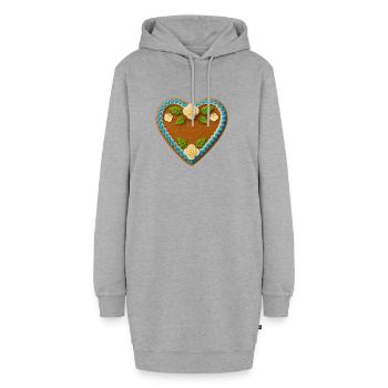 Herzhaftes Lebkuchenherz mit Zuckerguss - Hoodie-Kleid - Grau meliert - Vorne