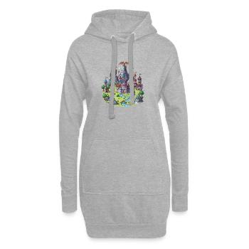Illustration de château magique médiéval - Sweat-shirt à capuche long Femme - gris chiné - Devant