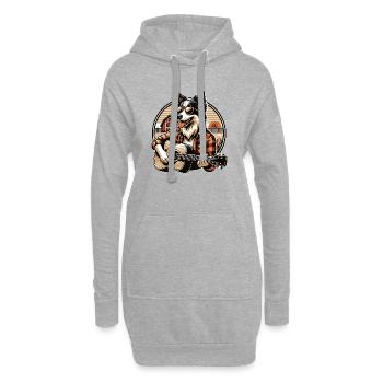 Chien de campagne avec guitare Border Collie Farm - Sweat-shirt à capuche long Femme - gris chiné - Devant
