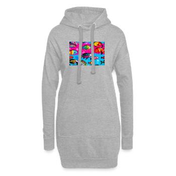 Bunte Fische auf hellen Hintergründen - Hoodie-Kleid - Grau meliert - Vorne