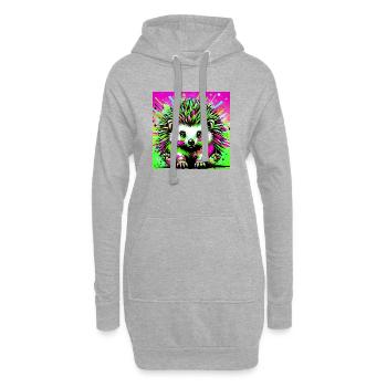 hérisson - Sweat-shirt à capuche long Femme - gris chiné - Devant