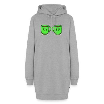 kaffeetasse-kaffee-2 - Hoodie-Kleid - Grau meliert - Vorne